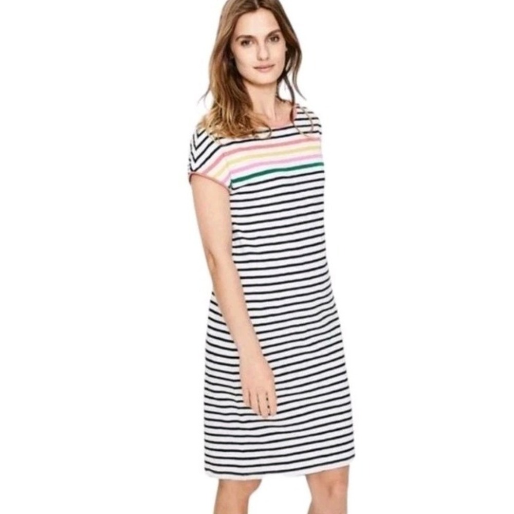 Boden Paulina Striped Cotton Shirt Dress Women 4L Minimalist Pullover Midi New